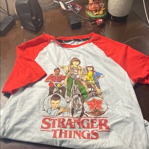 Netflix Stranger Things Red and Gray Short Sleeve Tee